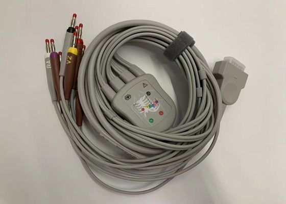 Cáp ECG Xám 10 chì với 15 chân Bộ kết nối chuối tiêu chuẩn Hoa Kỳ 4.0