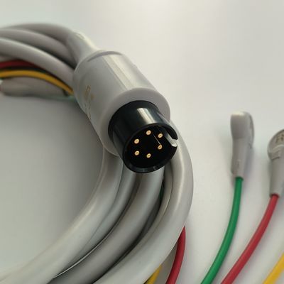 BJ-753P NIHON KOHDEN dây dẫn tim Đen đầu tròn 6 chân 3 chì nút tiêu chuẩn châu Âu