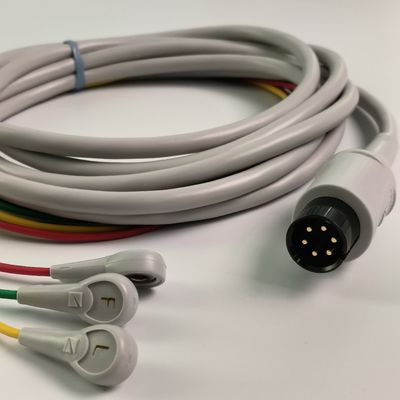 BJ-753P NIHON KOHDEN dây dẫn tim Đen đầu tròn 6 chân 3 chì nút tiêu chuẩn châu Âu