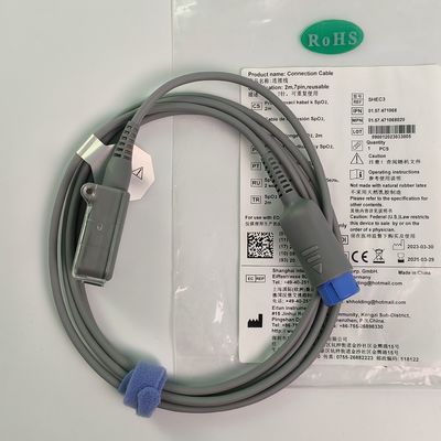 REF SHEC3 Cáp mở rộng oxy máu 2M Đầu tròn màu xanh đơn khe 7 chân L 2,0 mét