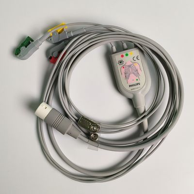 PHILIP Original 3 Lead IEC Leadset. đỏ, xanh lá cây, vàng, 2.6 M Machine End vòng 12 kim PN:989803143171