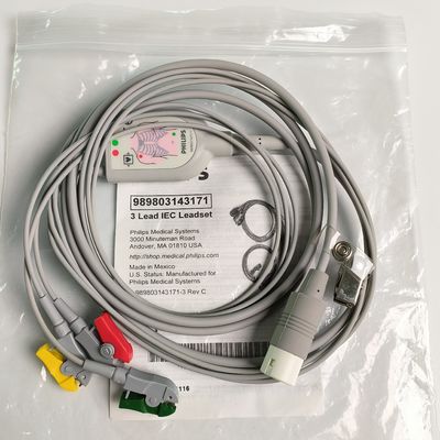PHILIP Original 3 Lead IEC Leadset. đỏ, xanh lá cây, vàng, 2.6 M Machine End vòng 12 kim PN:989803143171