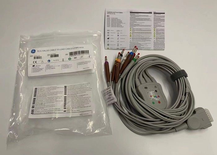 Cáp ECG Xám 10 chì với 15 chân Bộ kết nối chuối tiêu chuẩn Hoa Kỳ 4.0