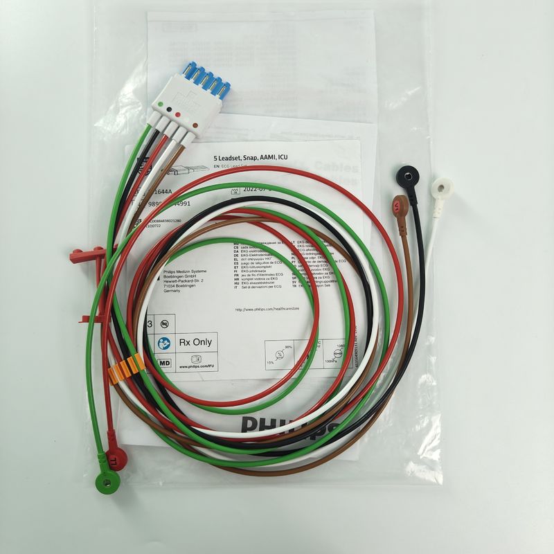 989803144991 Phụ kiện giám sát bệnh nhân PHILIP CBL 5 Leadset Snap AAMI ICU REF M1644A