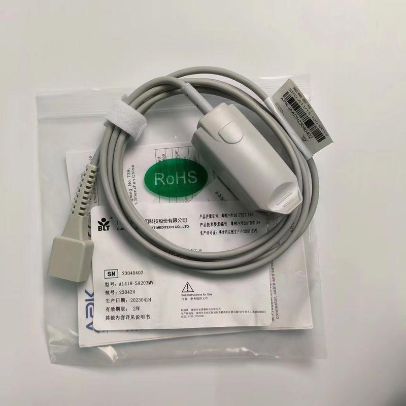 Original Split Adult Finger Clip Blood Oxy Probe được mã hóa 9 Pin DB9 Trapezoidal PN 15-100-0013