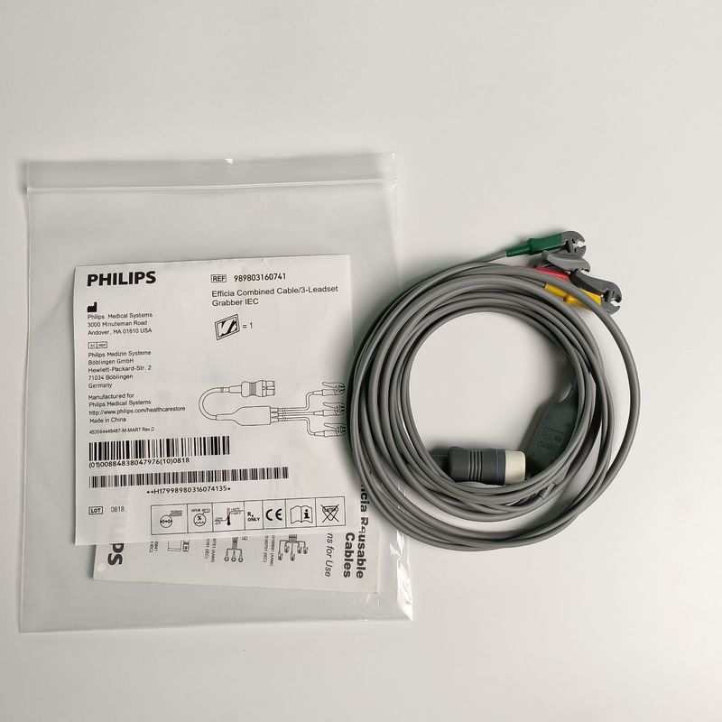 PHILIP Original Efficia kết hợp cáp/3-Leadset Grabber IEC. Máy kết thúc vòng 12-pin,REF: 989803160741