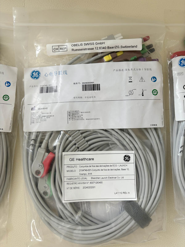 GE 2104749-001 -Conjunto 10 Sợi dẫn ECG và cáp thân,AHA