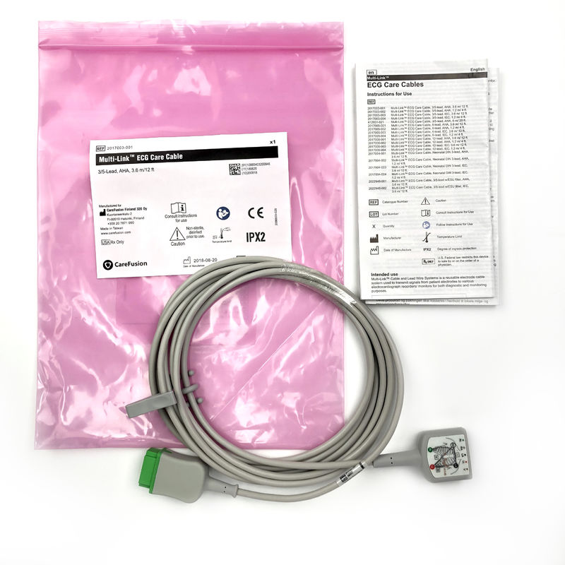 GE Ref:2017003-001 Cáp chăm sóc EKG đa liên kết,3/5 -Bầu,AHA 3.6M / 12FT